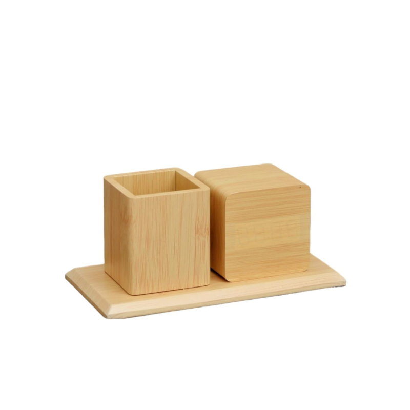 Wooden Alarm Clock with Pen Holder - Image 2