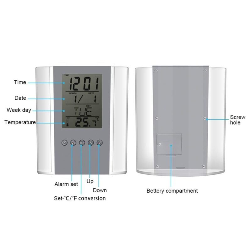Transparent pen stand with table clock - Image 2