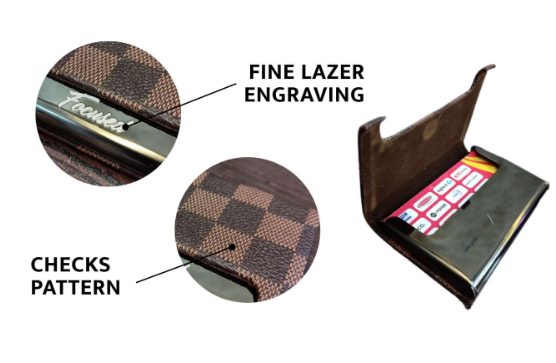 Brown Checks Pattern Card Holder - Image 3