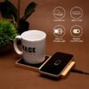 Wangari 15W Willow Bamboo 2-in-1 Multifunctional Wireless Charger with Cup Warmer - Image 2