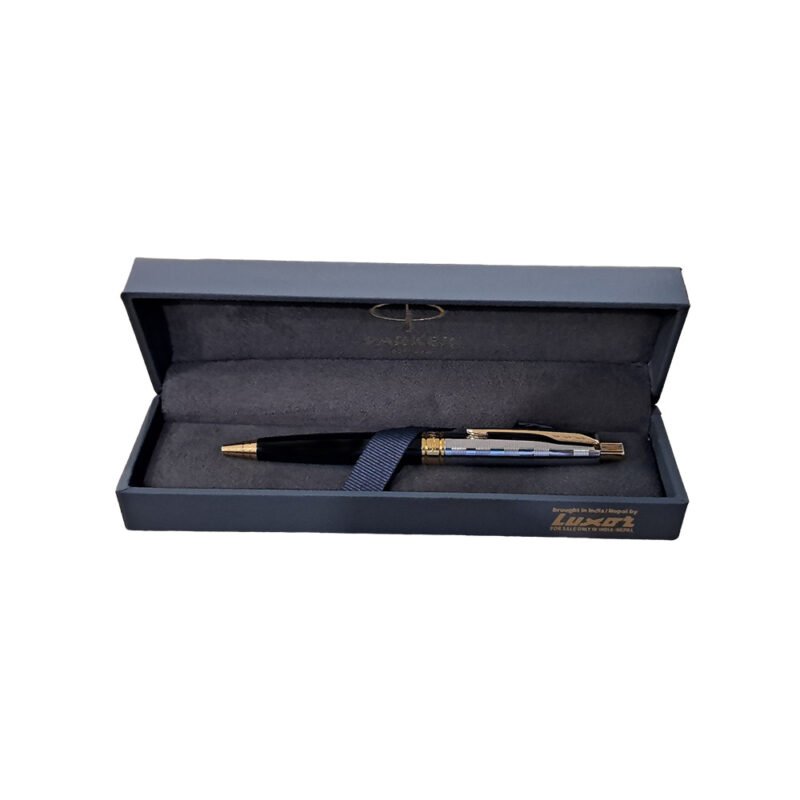 Parker Aster Black & Chrome Deluxe Gold Trim Ballpoint Pen - Image 4