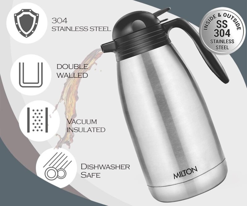 Milton Carafe 2000 Stainless Steel Double Walled Vacuum Insulated Flask - Image 3