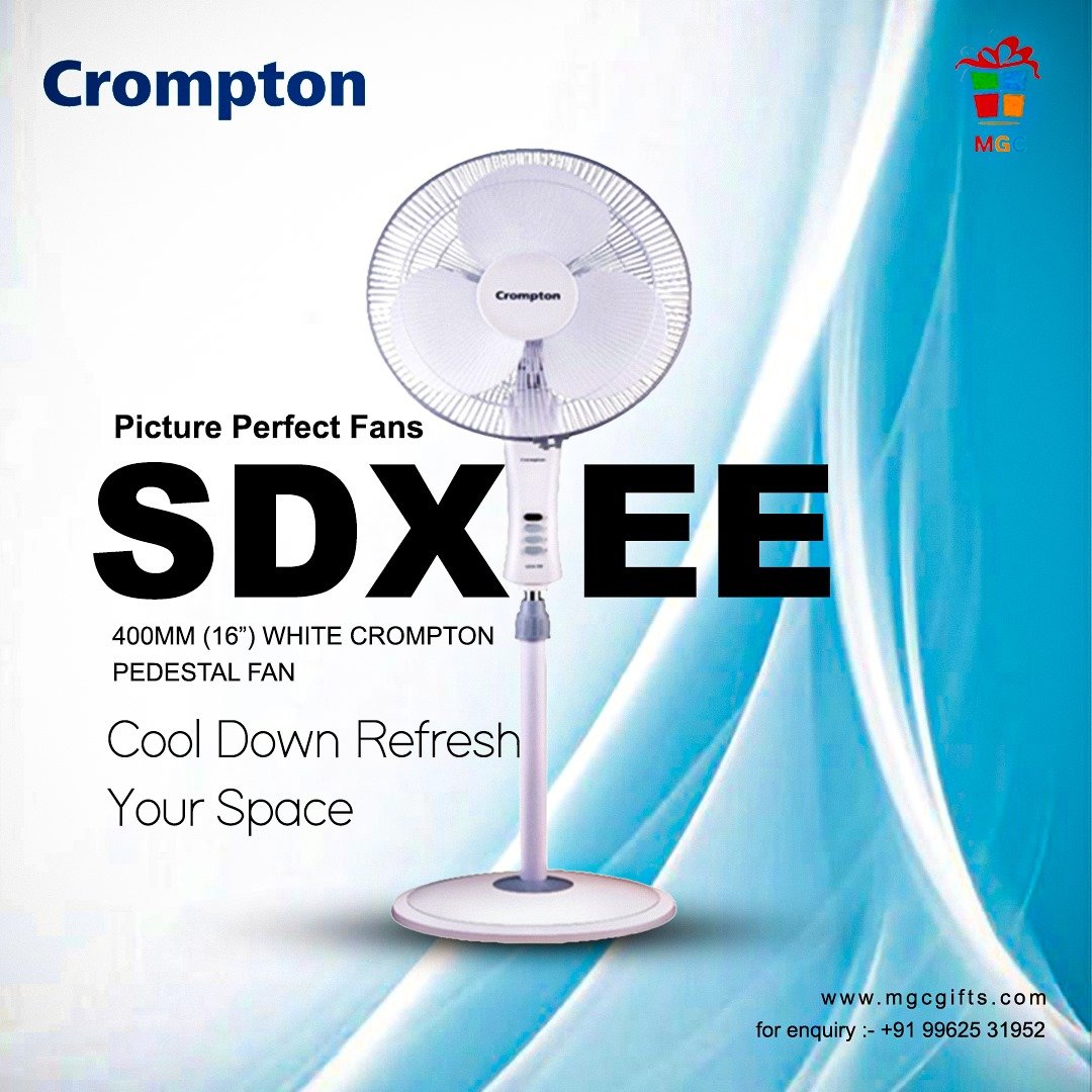 White Crompton Pedestal Fan - Image 2
