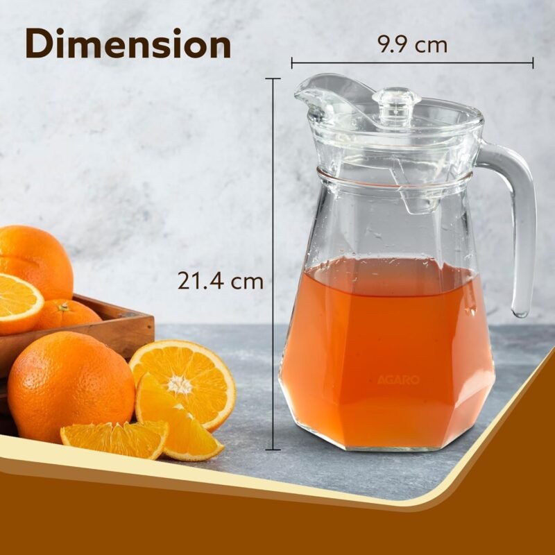 AGARO Elegant Glass Jug, 1.3L - Image 2