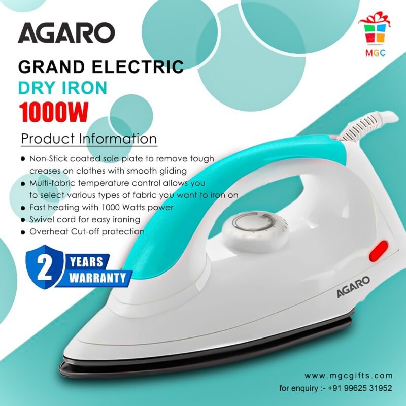 AGARO Grand Electric Dry Iron, 1000W